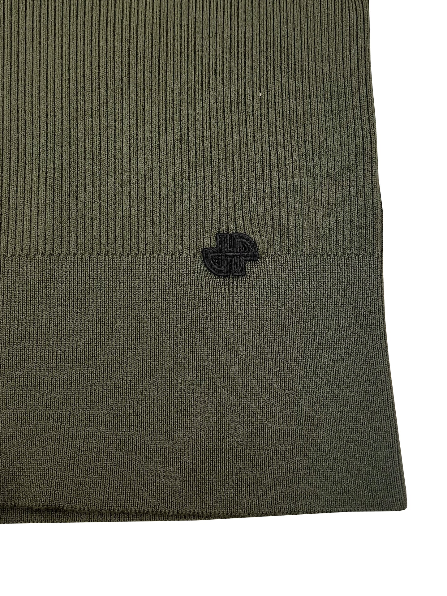 Patou Pullover Olivgrün Logo Schwarz