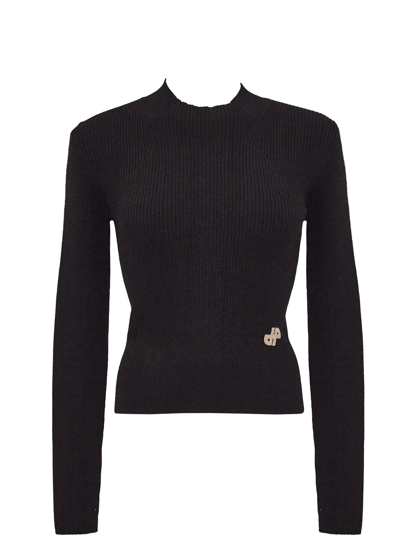 Patou Pullover Schwarz Logo Beige