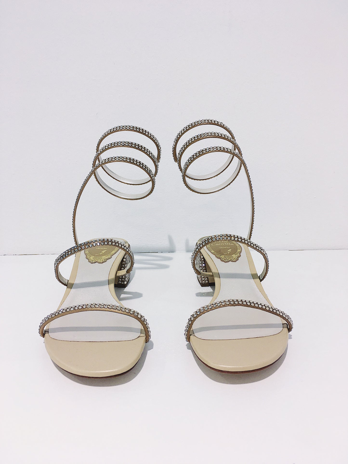 René Caovilla Fache Sandalen Cleo Beige