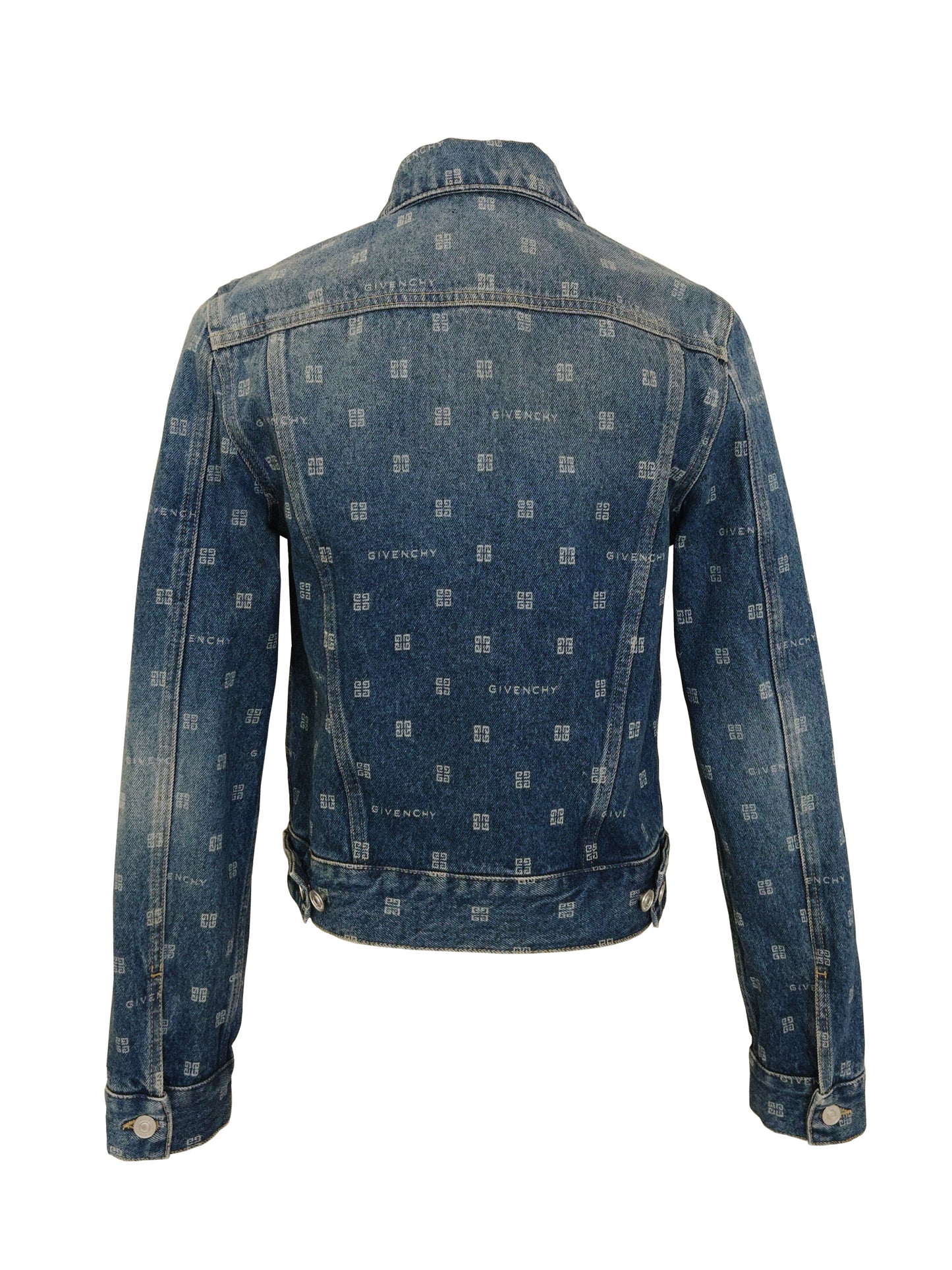 Blaue Jeansjacke mit Givenchy-Logo in Weiß