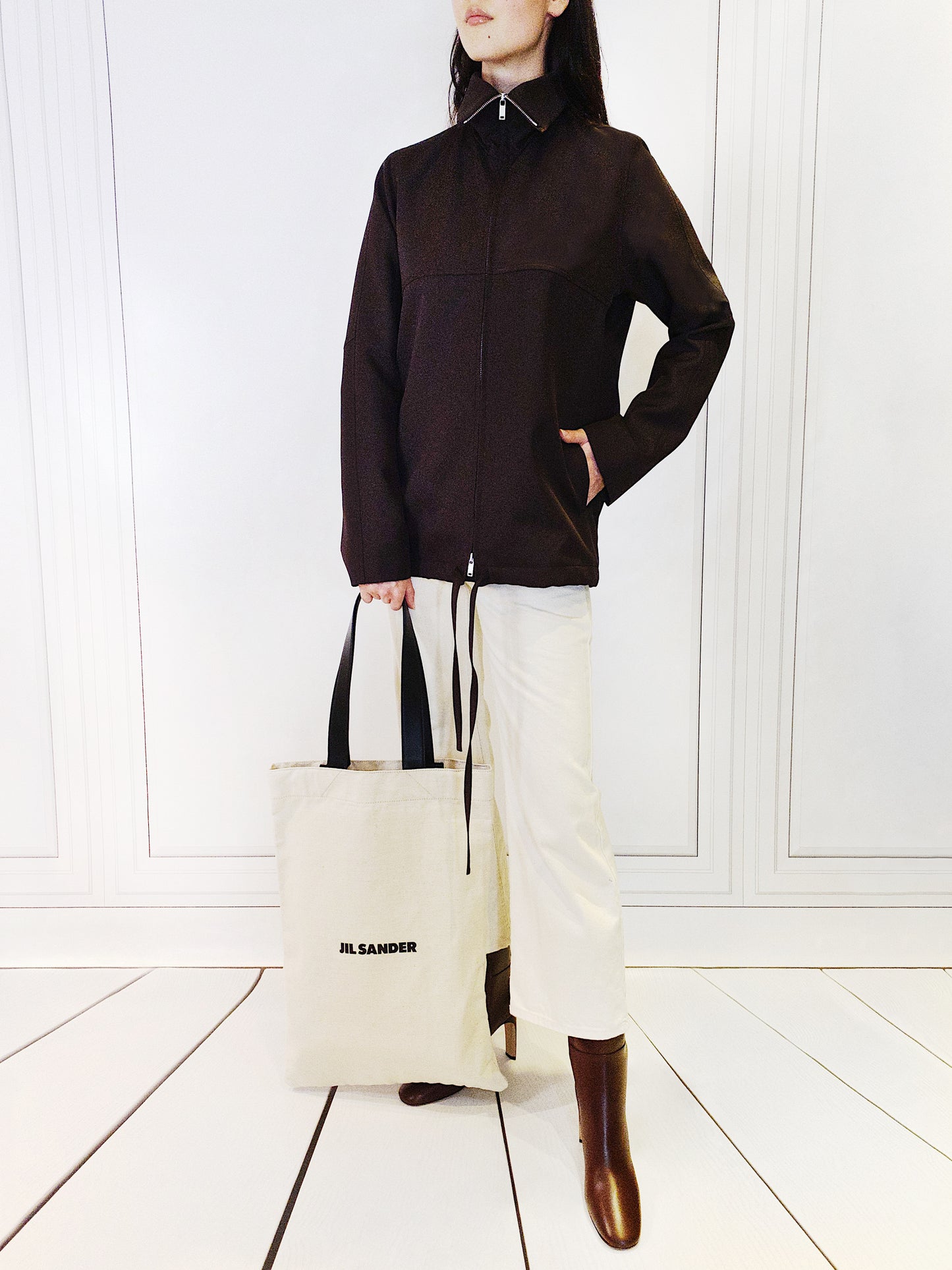 Jil Sander Tasche Flat Lara Shopper Naturweiss