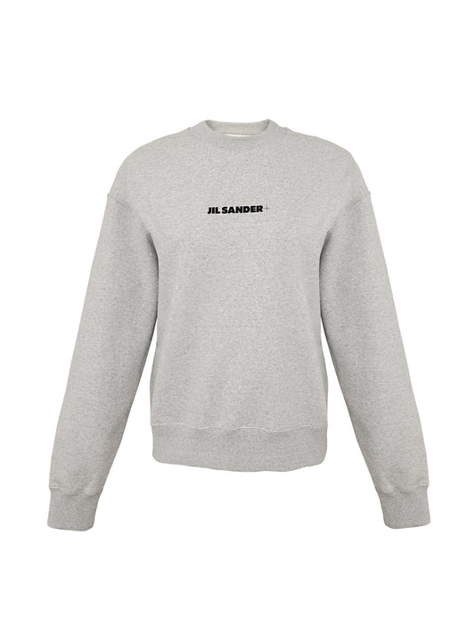Hellgraues Melliert Sweatshirt mit schwarzem Jil Sander-Logo