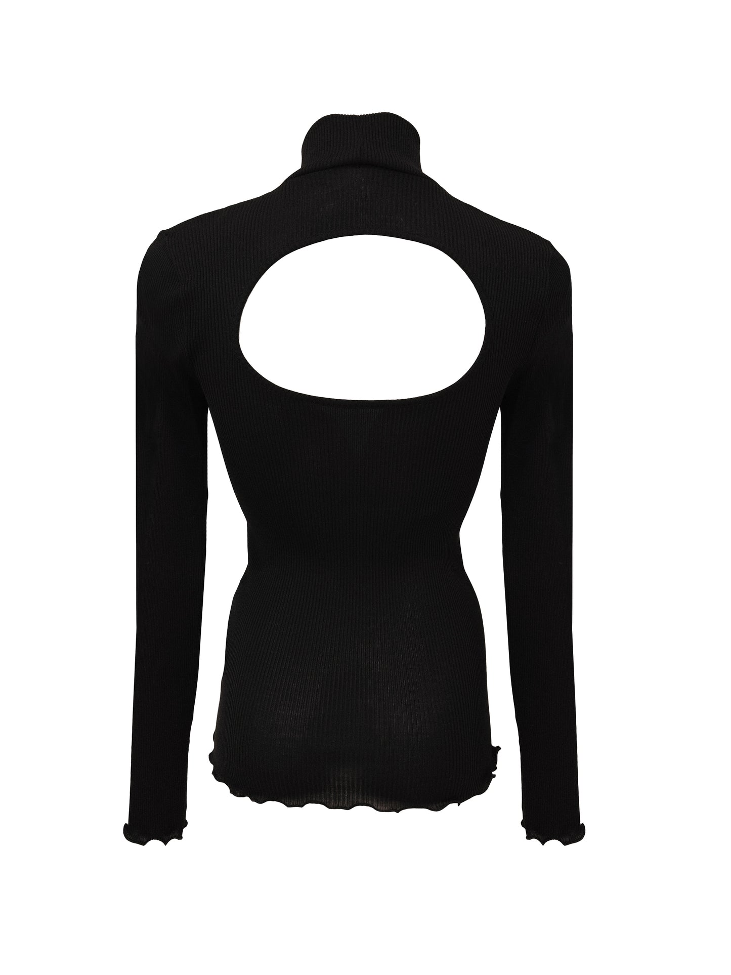 Schwarzes Top, mittelhoher Halsausschnitt, Rücken mit runder Form, Markenname Givenchy