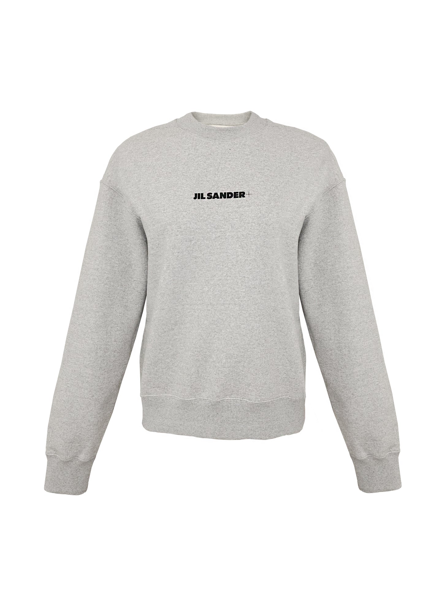 Hellgraues Melliert Sweatshirt mit schwarzem Jil Sander-Logo