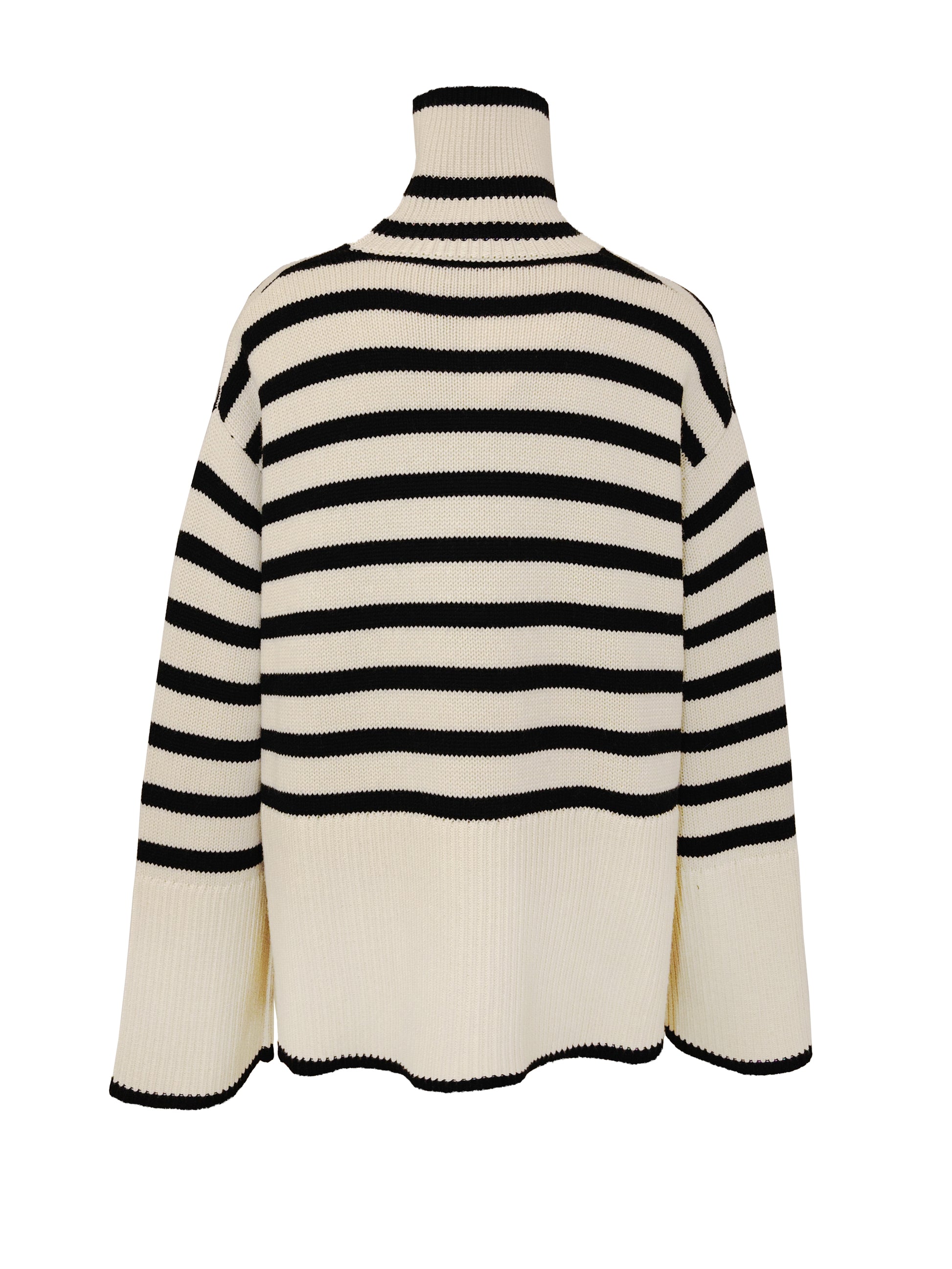 Das Rollkragendesign zusammen mit einem lockeren Schnitt macht diesen Pullover von TOTEME zu einem einzigartigen Stück. In Kombination mit schwarzen Streifen, lässt sich der elegante Beige-Ton vielseitig kombinieren und lässt ein sehr stylisches Outfit entstehen. 